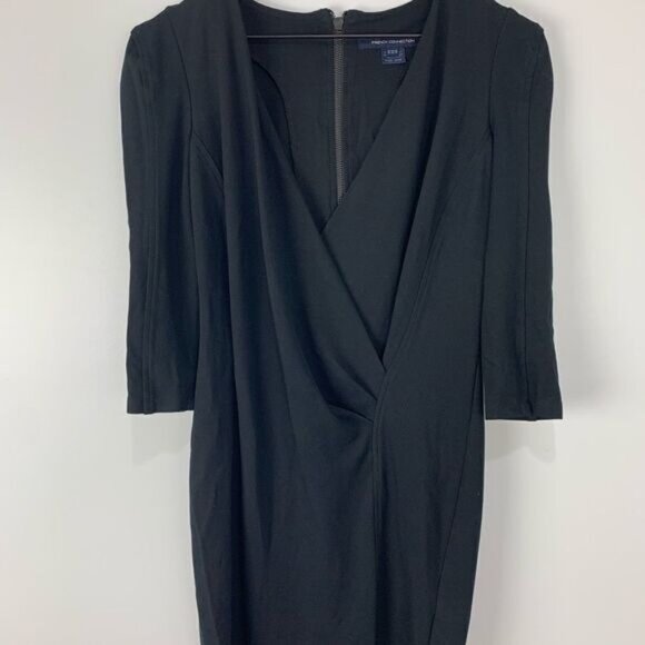 French Connection Black Deep V Dress - Picture 2 of 6